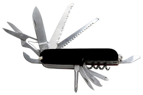 16-Function Pocket Knife - Swiss Army Style - Black