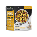 adventure meal breakfast skillet with freeze‑dried eggs, sausage, cheese, peppers, and potatoes shown as single packet ready to open and eat