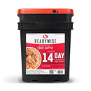 14 Day Emergency Food Bucket containing assorted shelf-stable meals and emergency food supplies.