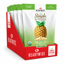 Simple Kitchen by ReadyWise organic freeze-dried pineapple snacks in a six-pack of individual ready-to-eat fruit pouches.