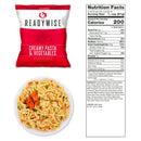 survival food creamy pasta and vegetables sealed packet from the backpack kit