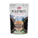 trail magic coffee pouch label close‑up showing serving information and product details