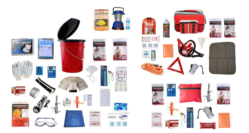1 to 4 person food and water elite bucket survival kit.