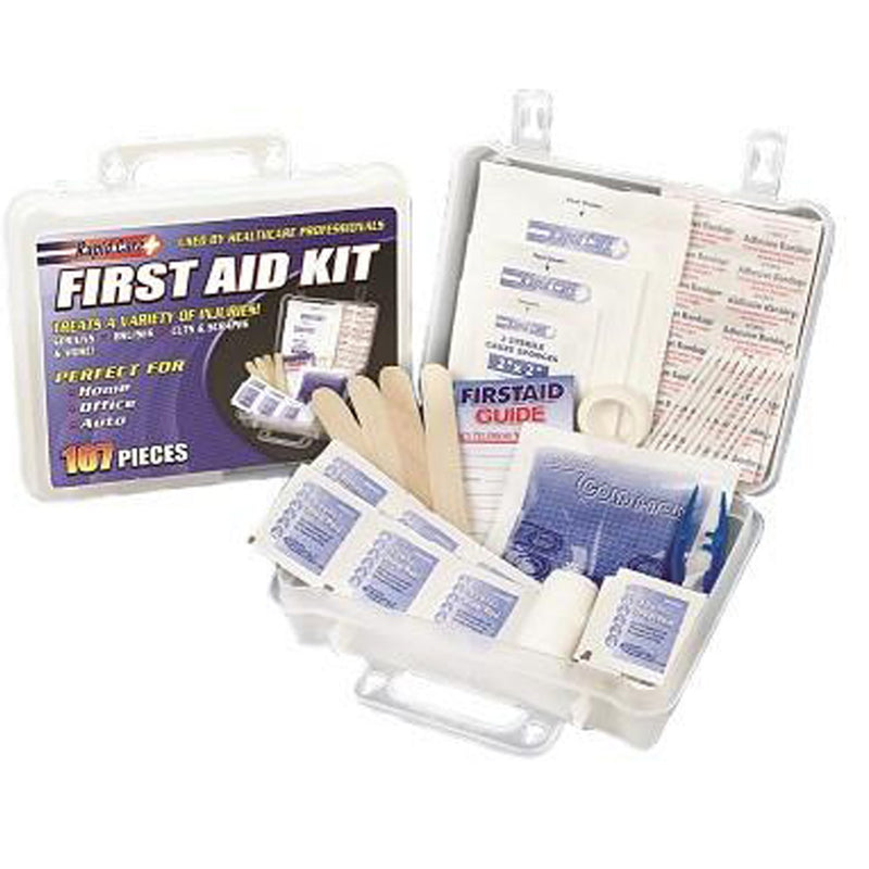 107 piece first aid kit.