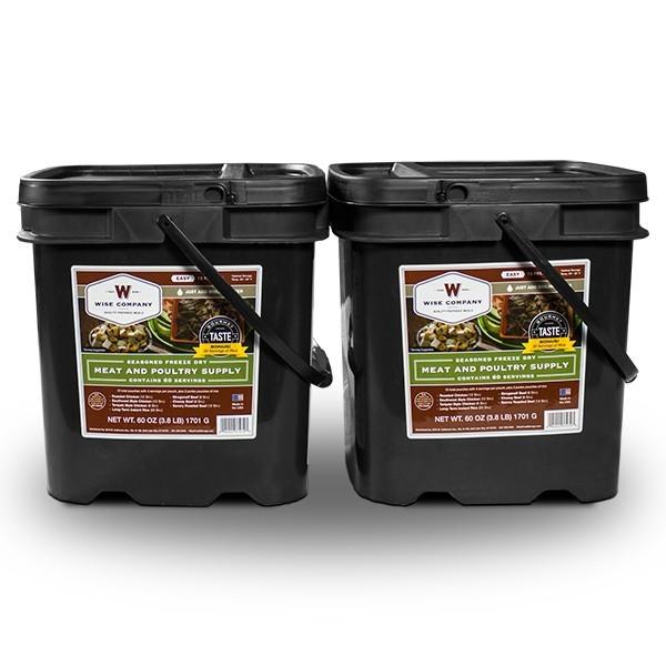 Long term emergency food 120-serving Wise meat survival bucket with 20 year shelf life.