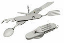 3 pack multi-functional survival and utensil tool. Different tools shown.