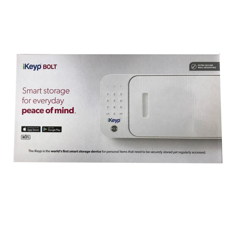 iKeyp Bolt Smart storage safe shown with packaging.
