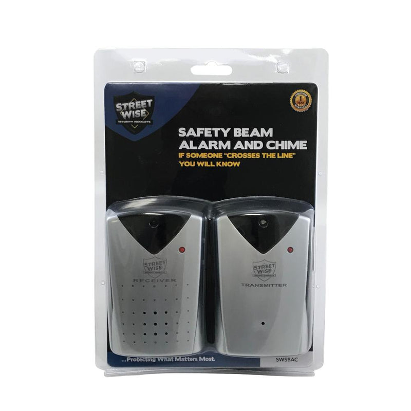 Streetwise safety beam alarm and chime. Shown with packaging.