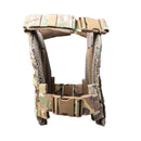 The AR500 Armor Veritas modular plate carrier shown in the multi-camo design color view of the side.
