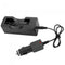Portable battery charger for 18650 batteries includes car adapter option to charge on the go.