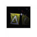 Car safety bright yellow flag tool so others will see you during a car breakdown.