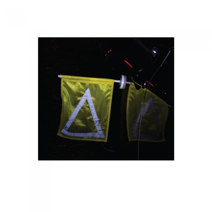 Car safety bright yellow flag tool so others will see you during a car breakdown.