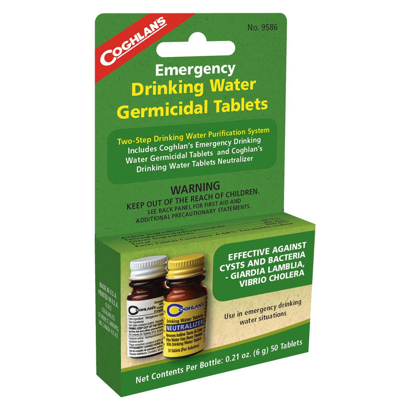 Emergency Drinking Water Germicidal Tablets and Neutralizer are intended for emergency disinfection of drinking water.
