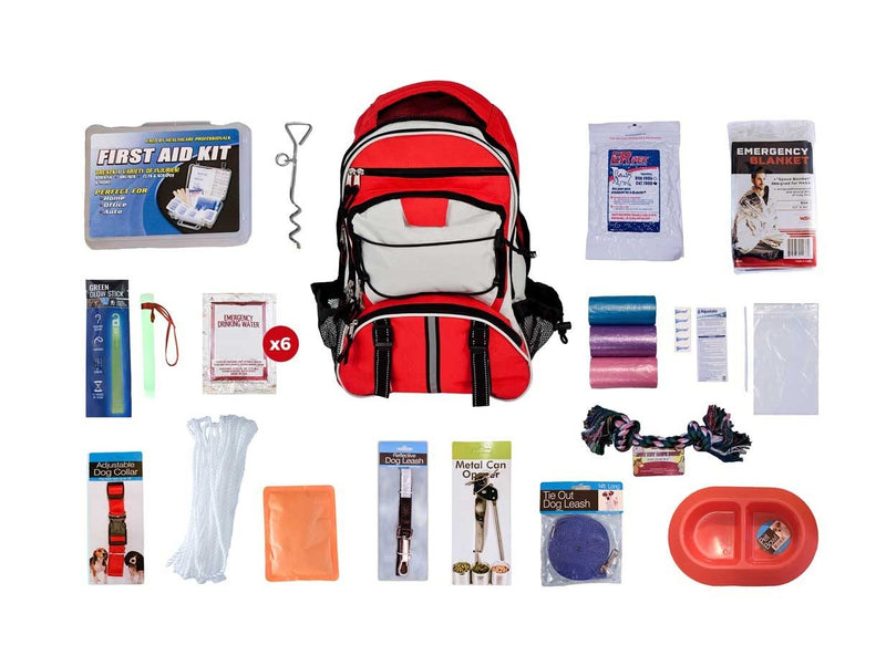 This Dog Survival Kit is packaged in our Multi-Pocket Hikers Backpack and has been designed to provide your pet with all of the necessary items to survive if you are ever forced to evacuate