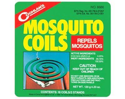 Mosquito coils are burned to release active ingredient in the smoke to both repel and kill mosquito's.