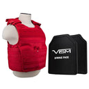 The Vism from NcStar expert plate red carrier has MOLLE webbing and level 3A ballistic plate protection.