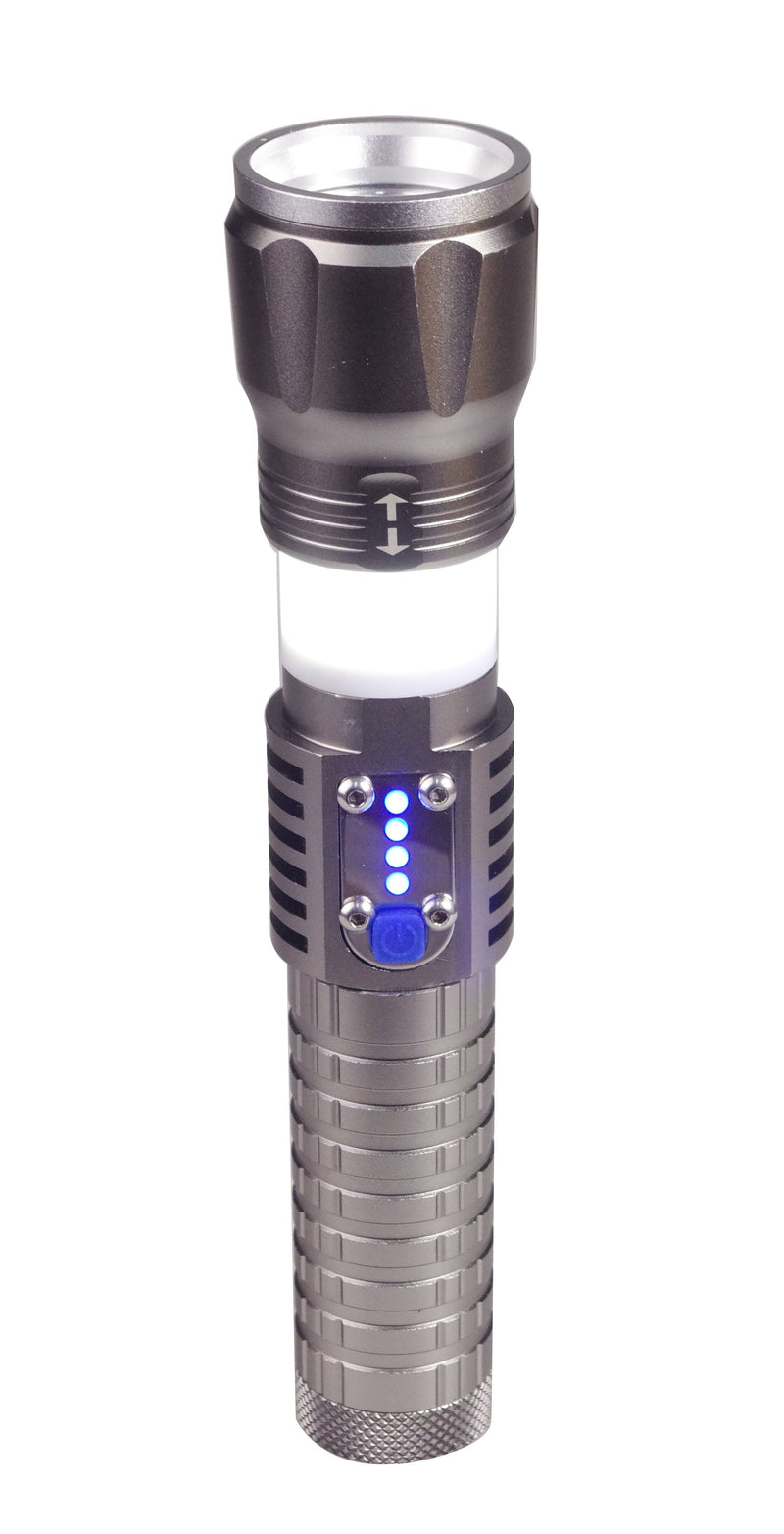 Streetwise flashlight with power bank.
