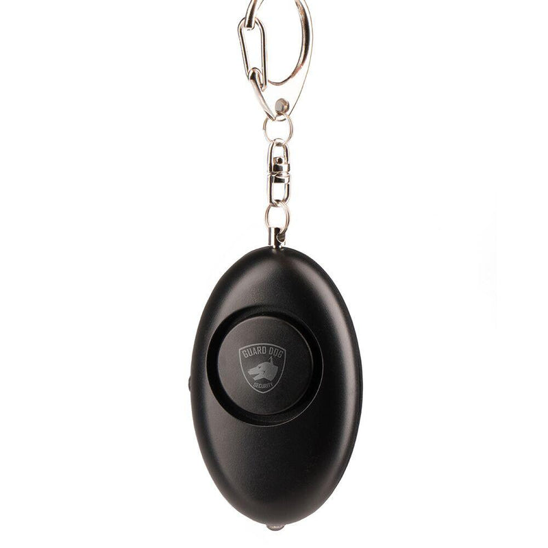 Black personal key-chain panic alarm.