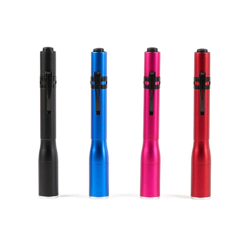 Guard dog pen point flashlight shown with all 4 colors.