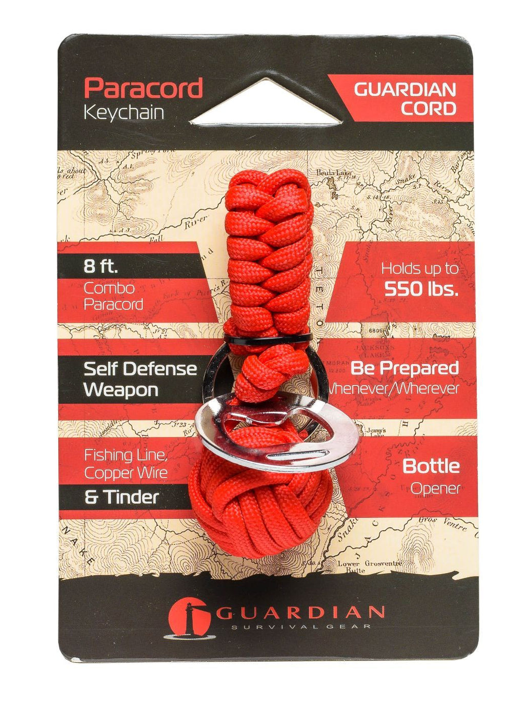 Self Defense Protection Survival Guardian Red Cord Paracord Key-Chain ...