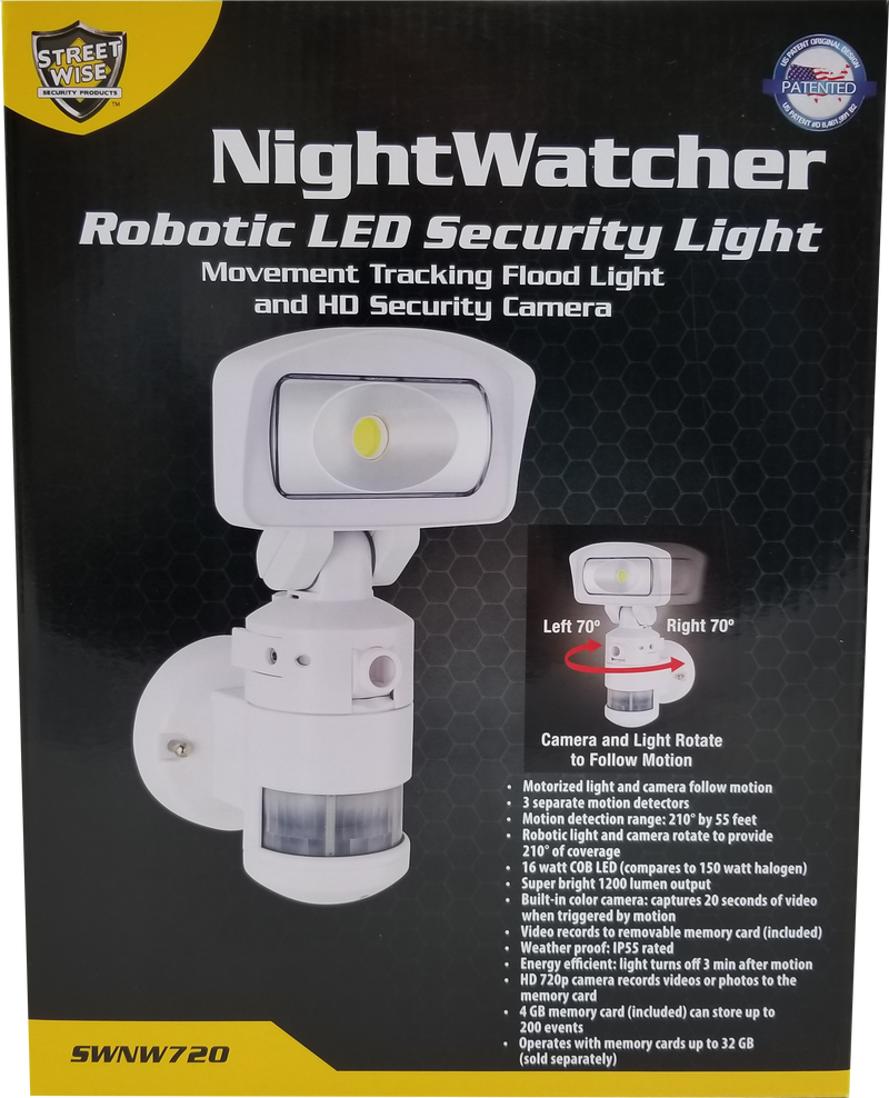 Nightwatcher Robotic LED Security Light with Camera