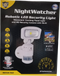 Nightwatcher robotic wifi hd camera with powerful led light. Shown with packaging.