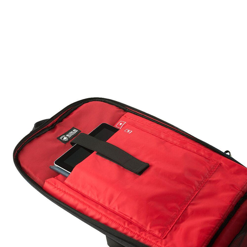 ProShield flex bulletproof backpack in charcoal color. Laptop carrying sleeve shown.