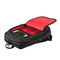 ProShield flex bulletproof backpack in charcoal color. Shown while opened up.