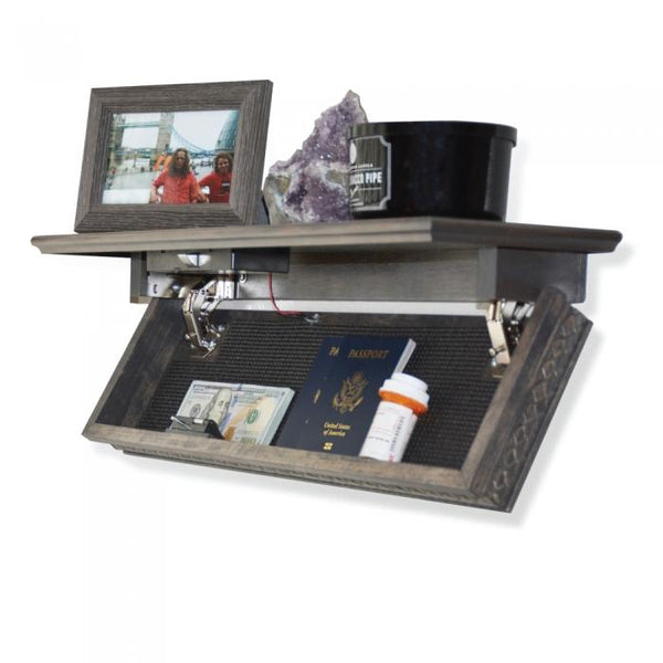 By far the most creative hidden safe using RFID technology the Quick Shelf locking system. Safely hide all of your valuables  in the open with quick, easy, fast access. Simply use your RFID card, key fob or token to gain quick access to the hidden compartment inside the wall shelf. 