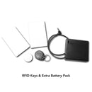 RFID keys and back up battery pack for wall and vent safes with secret hidden compartments.