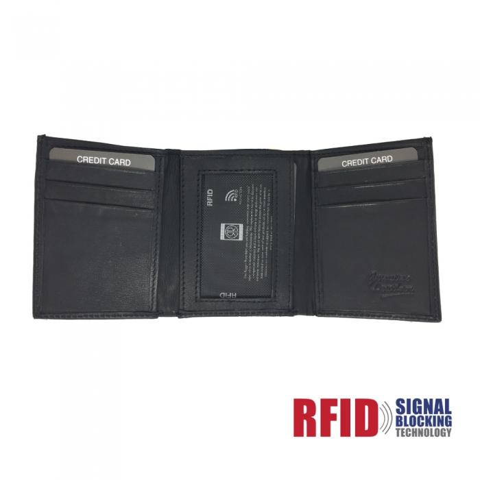 Leather Wallet Trifold w/ RFID Protection