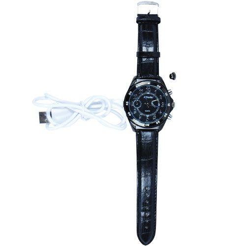 HD Hidden Watch Camera with Built-In DVR, Black Case and Black Band