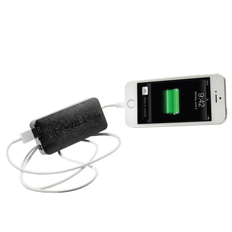 Streetwise portable power bank. Shown charging a smartphone.