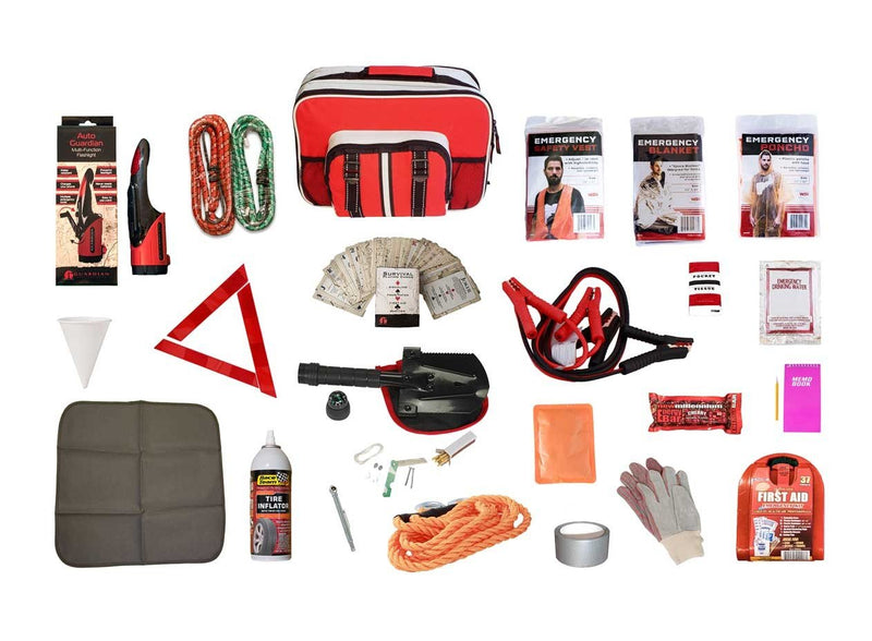 Auto Survival Kit are packaged safely in our durable auto bag, which includes a portable floor mat. Han