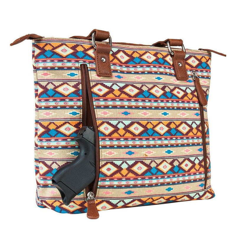 Printed Tote CCW Purse Brown