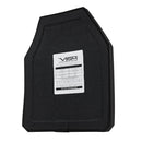 For law enforcement the Vism Ceramic & PE ballistic plate shooter's cut 10 x 12 inches.