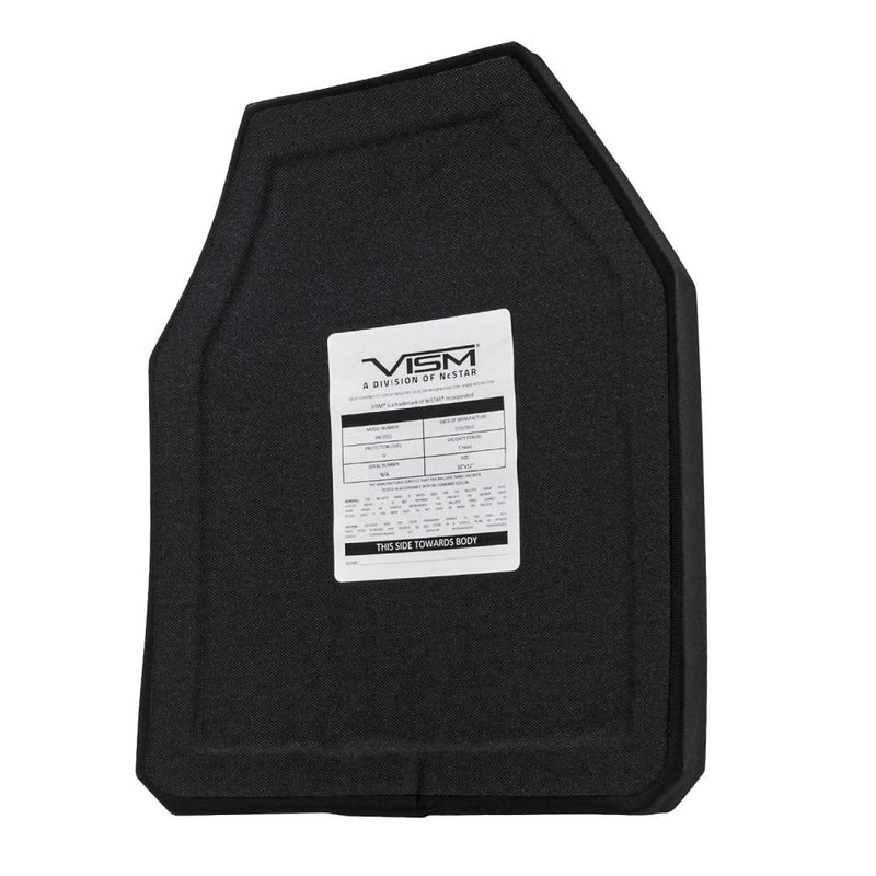For law enforcement the Vism Ceramic & PE ballistic plate shooter's cut 10 x 12 inches.