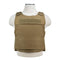 The Vism discreet plate carrier with armor panel pocket sized  8 inches x 10 inches shown in the color tan.