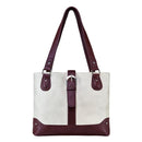 Shoulder Bag Off White Burgundy Trim