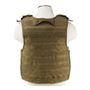 Vism tan color plate carrier with quick release buckles. Back side view shown.