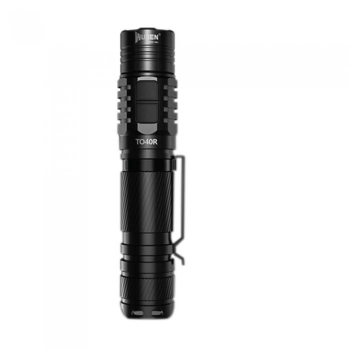 Wuben bright 1200 lumen LED flashlight with survival bracelet for outdoor safety.